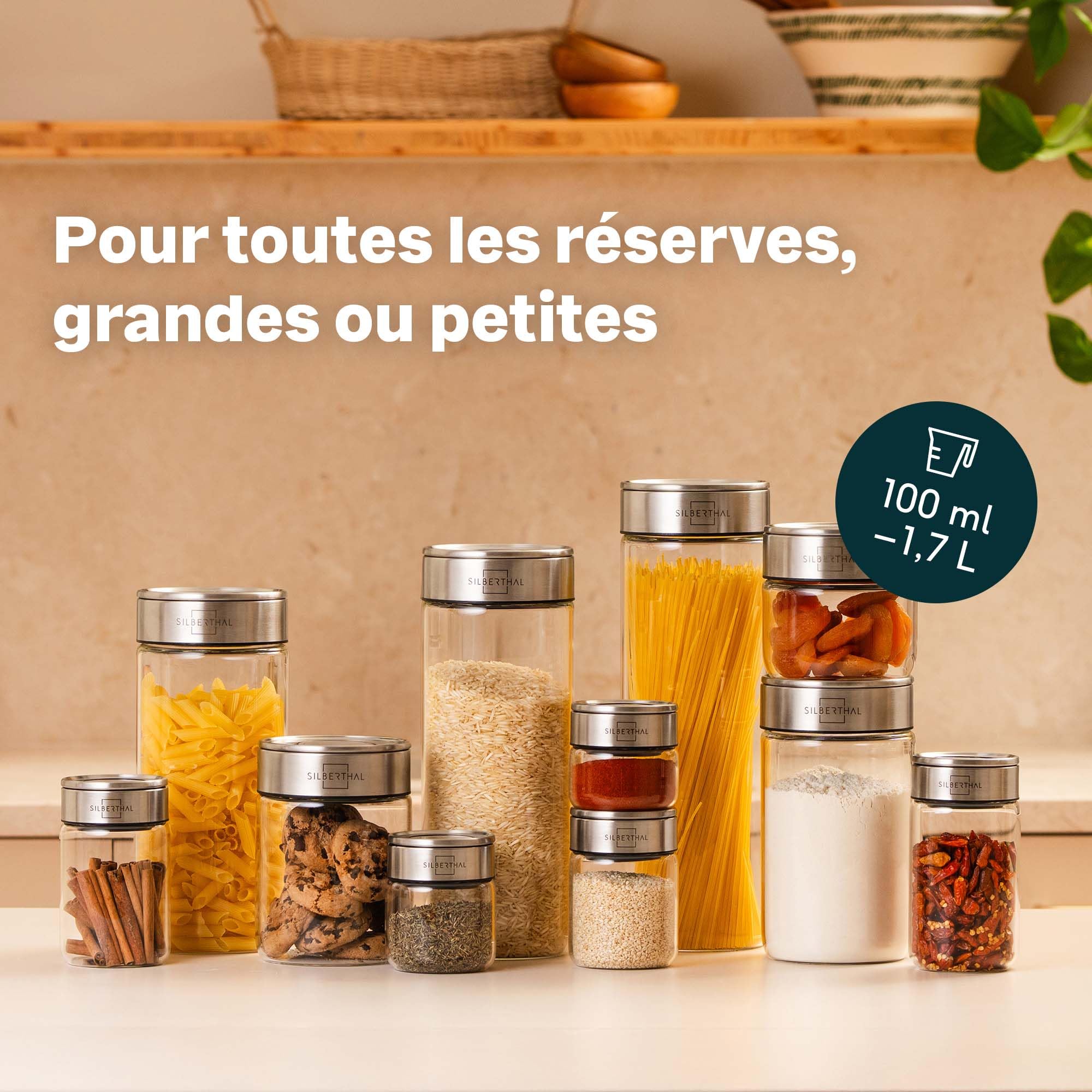 SILBERTHAL Lot de 12 Boîtes à Épices en Verre 100 ml