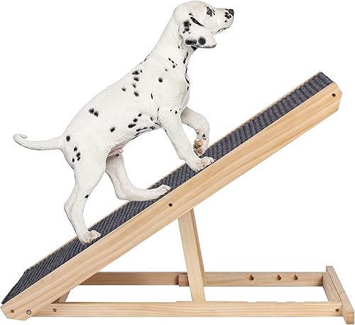 TOLEAD Rampa ajustable de madera para mascotas, rampa portátil plegable para perros y gatos para cama y automóvil, 4 niveles de altura ajustable
