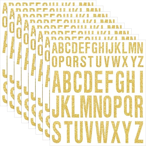 Gersoniel 8 hojas de letras autoadhesivas adhesivas en vinilo, letras mayúsculas, letras del alfabeto, letras adhesivas para decoración de Navidad