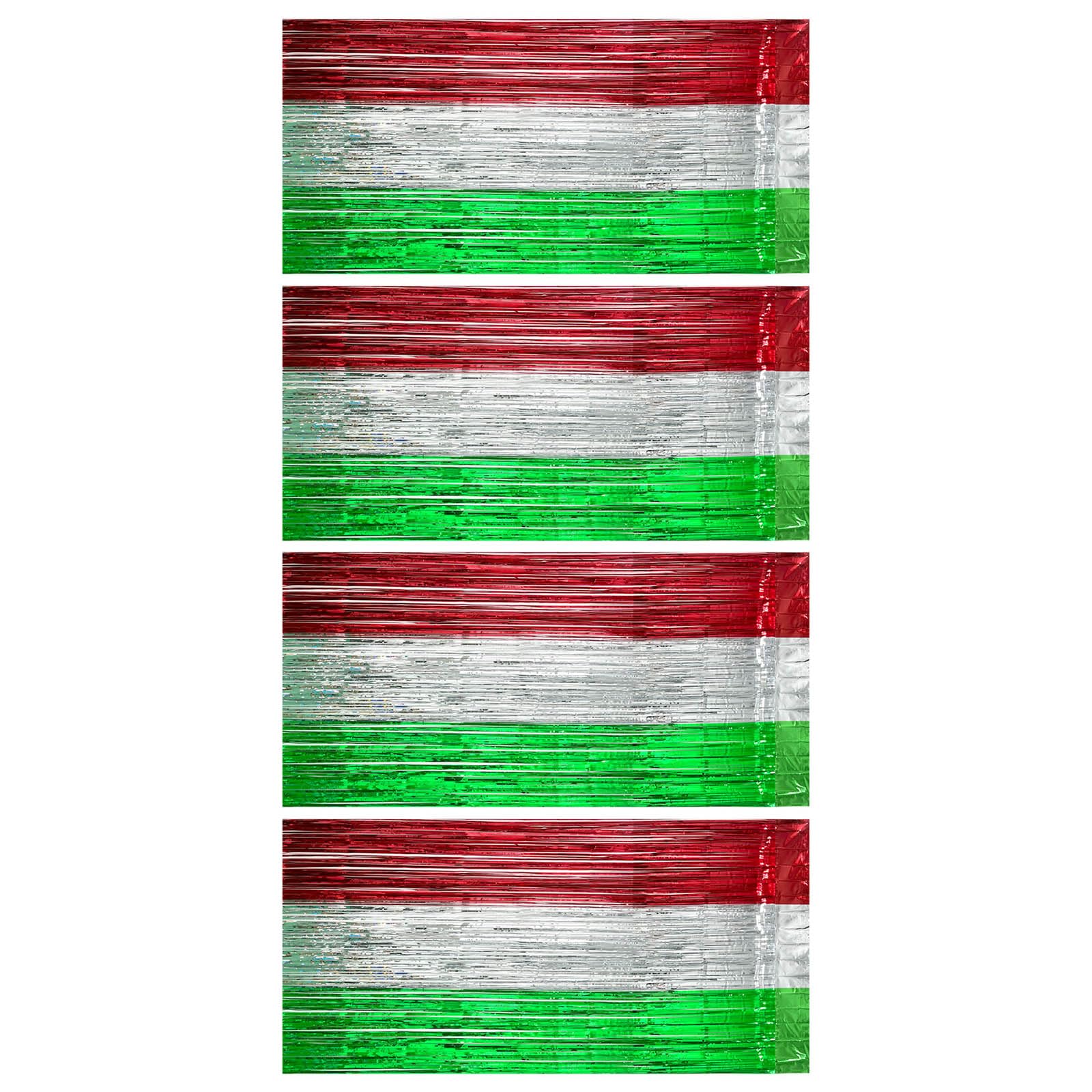 Kalttoy 4Pcs Metallic Red Silver Green Tinsel Curtain Multicolor PET Rain Curtains for Kid Birthday Wedding Backdrops Decoration Blue Metallic Tinsel Foil Fringe Curtains