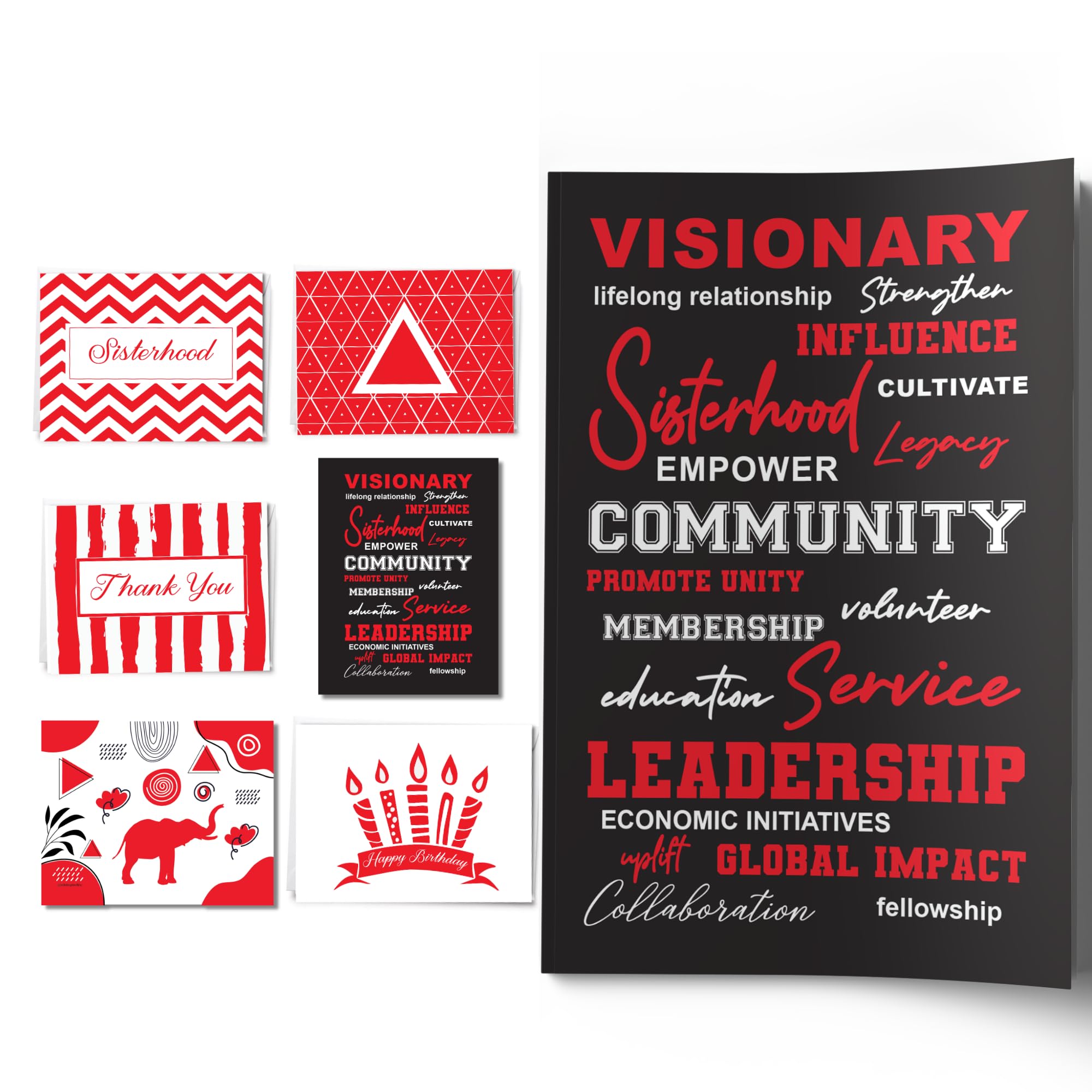 DST Inspired Visionary Journal and 15 notecards |Sorority Inspired | Thank you, Birthday and Sisterhood greeting cards