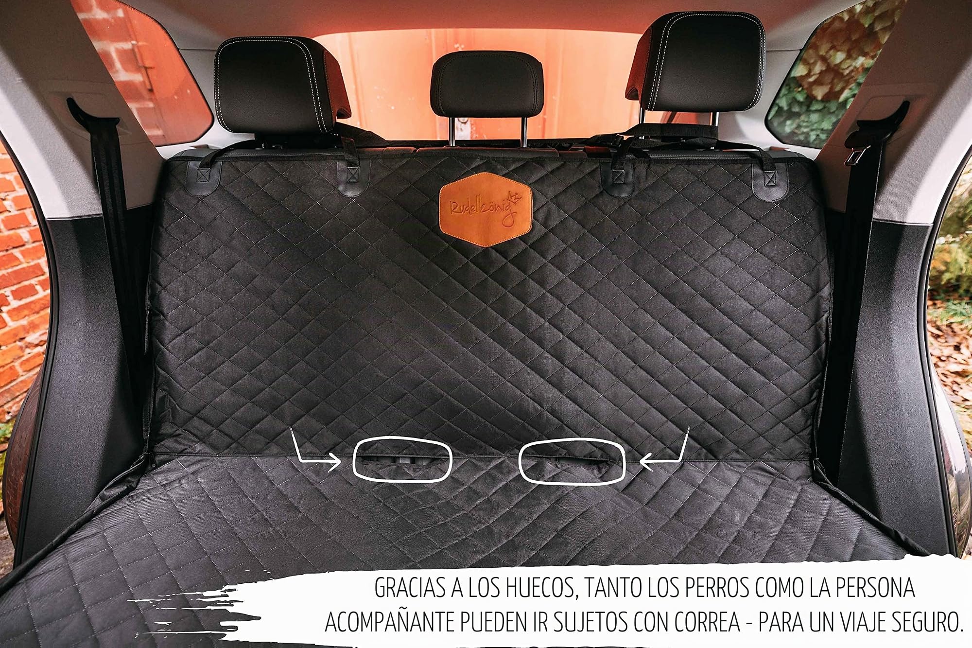 Rudelkönig Funda Coche Perro Impermeable - Protector Asiento Universal | Cubreasientos trasero acolchado con solapa lateral, bolsillo y correas ajustables - apto para cualquier vehículo