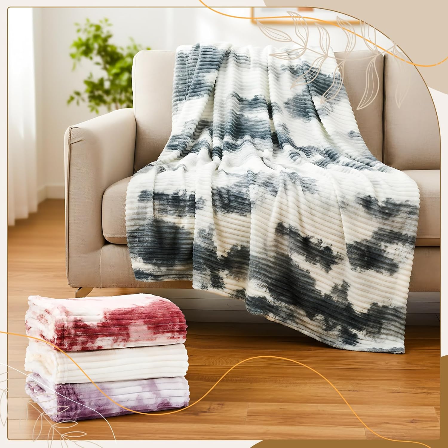 4 Pcs Faux Fur Throw Blanke Bulk Winter Homeless Donation Gifts Tie Dyed Rabbit Fur Sleepover Blankets Warm Lightweight for Bed Couch Wedding Charity (80 x 60 Inch,Earth Tone) - Image 3