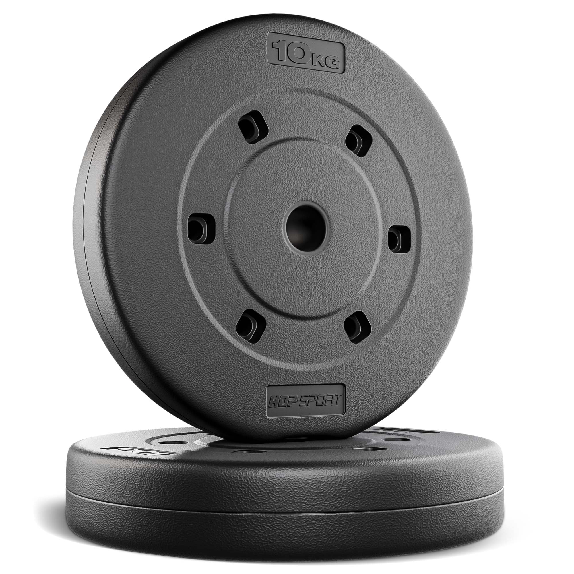 Hop-Sport Weight Plate Set 20kg (2x10kg) – Bitumen Composite Plates with 28mm Hole for Barbells & Dumbbells, Floor-Safe Home Gym Fitness Weights