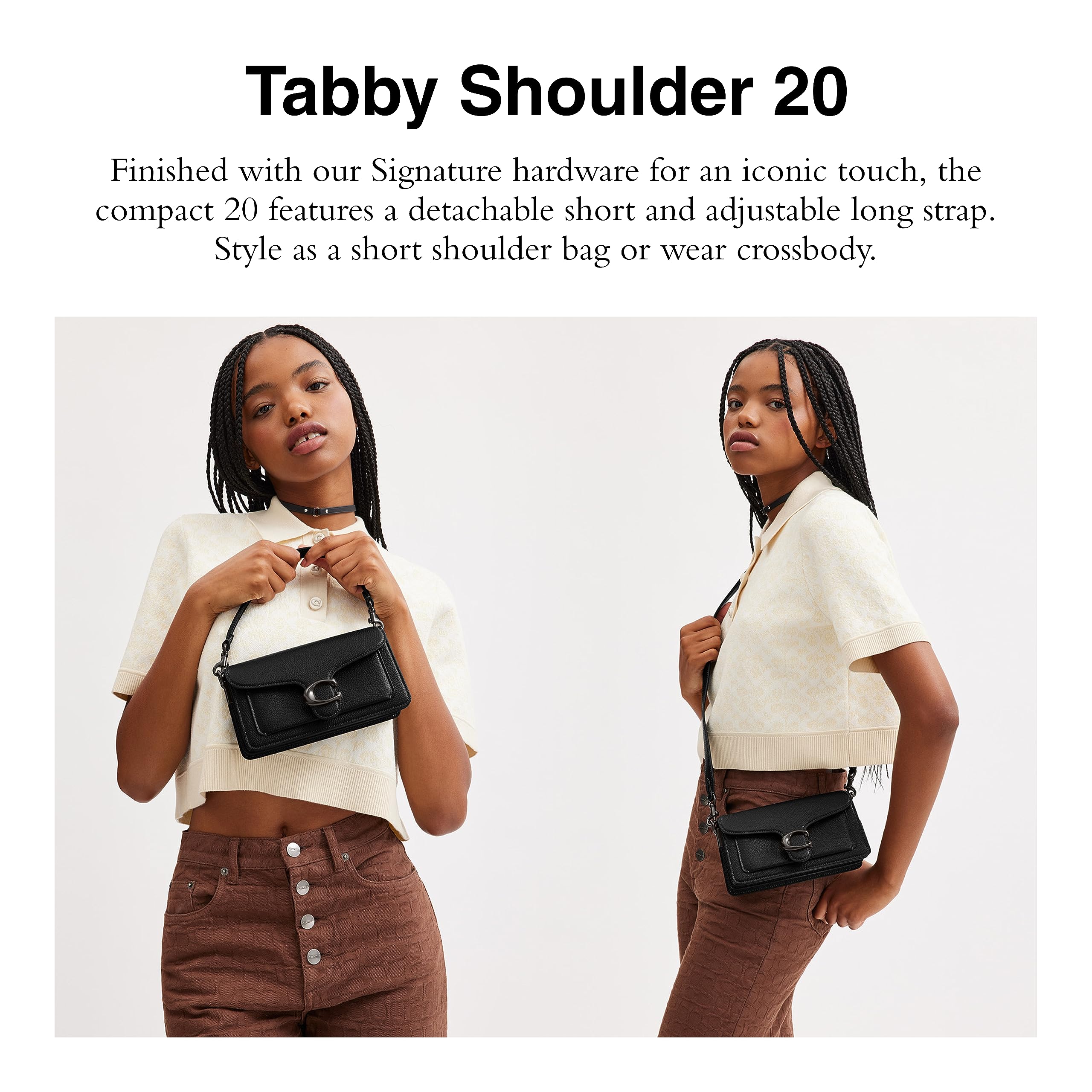 COACH womens Polished Pebble Leather Tabby Shoulder Bag 20: One Size Black