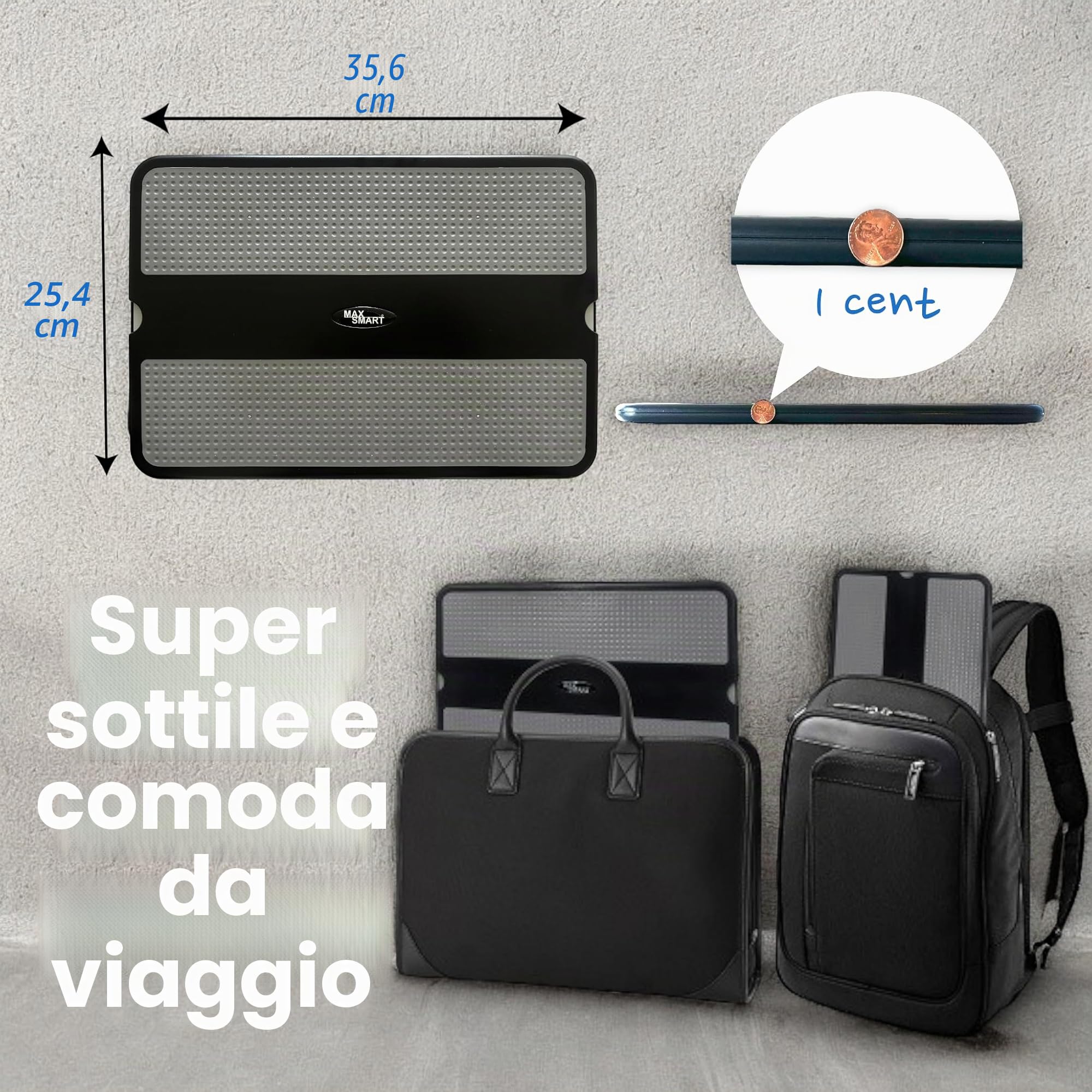 MAX SMART Tappetino portatile per computer portatile, scrivania per laptop con vassoio per mouse retrattile, scudo termico antiscivolo, supporto per computer portatile, stazione di lavoro per casa,