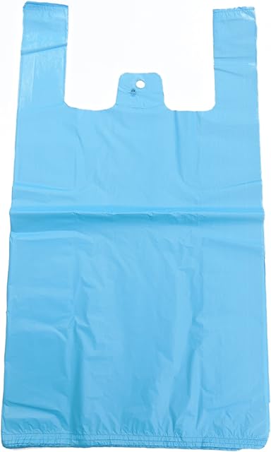 Blue Recycled Vest Style Plastic Carrier Bags - 11" x 17" x 21" - (1 box = 100 bags)