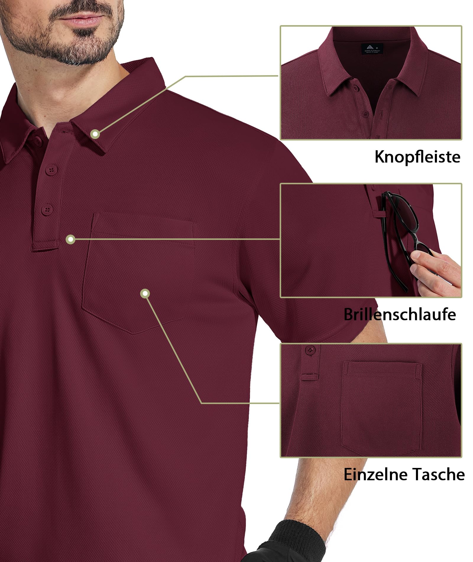 SwissWell Lote de 2 Polo Hombre Manga Corta Transpirable Golf Polos Camisa para Hombre - 4