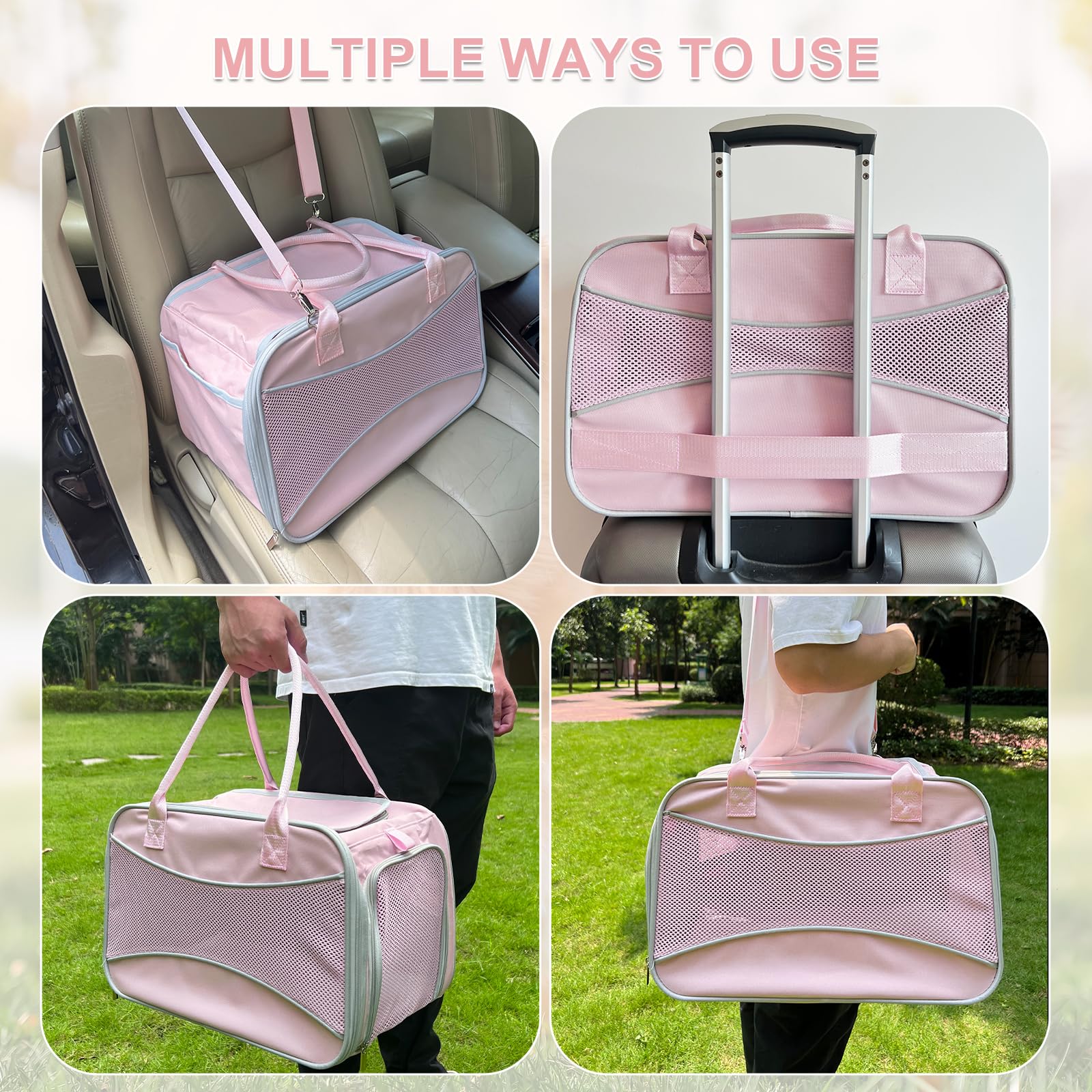 Transportador para gatos, bolsa portátil para mascotas, aprobado por aerolíneas, máximo 15 libras, transportador de gatos de lados suaves con diseño de marco exterior sólido, cuenco plegable,