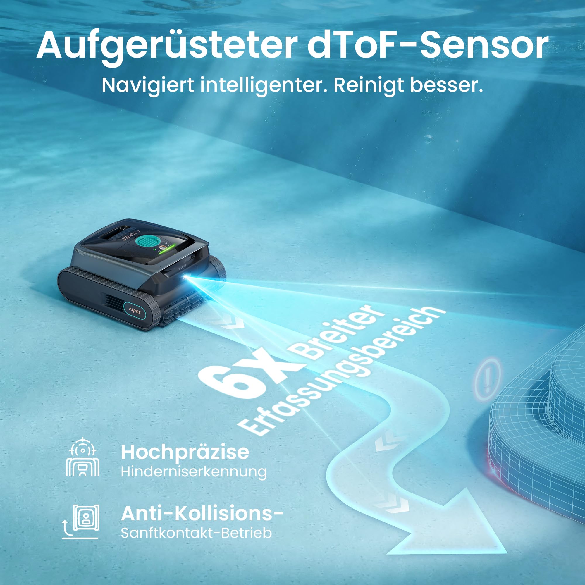 (2026 Neu) AIPER Scuba S3 Poolroboter Wand und Boden, Wasserlinien-Parkfunktion, Intelligente Sensor-Navigation, Leichter Poolsauger, Wasserlinienreinigung, Poolsauger für Einbau- und Aufstellpools