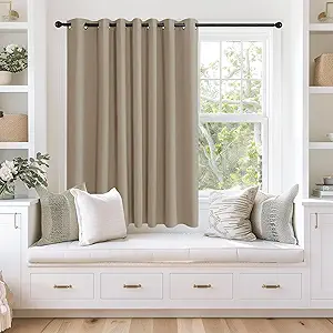 NICETOWN Blackout Curtains 63 inches Long for Living Room Bedroom, Grommet Thermal Insulated Room Divider Drape Window Treatment for Sliding Patio Door, W100 x L63, 1 Panel, Taupe