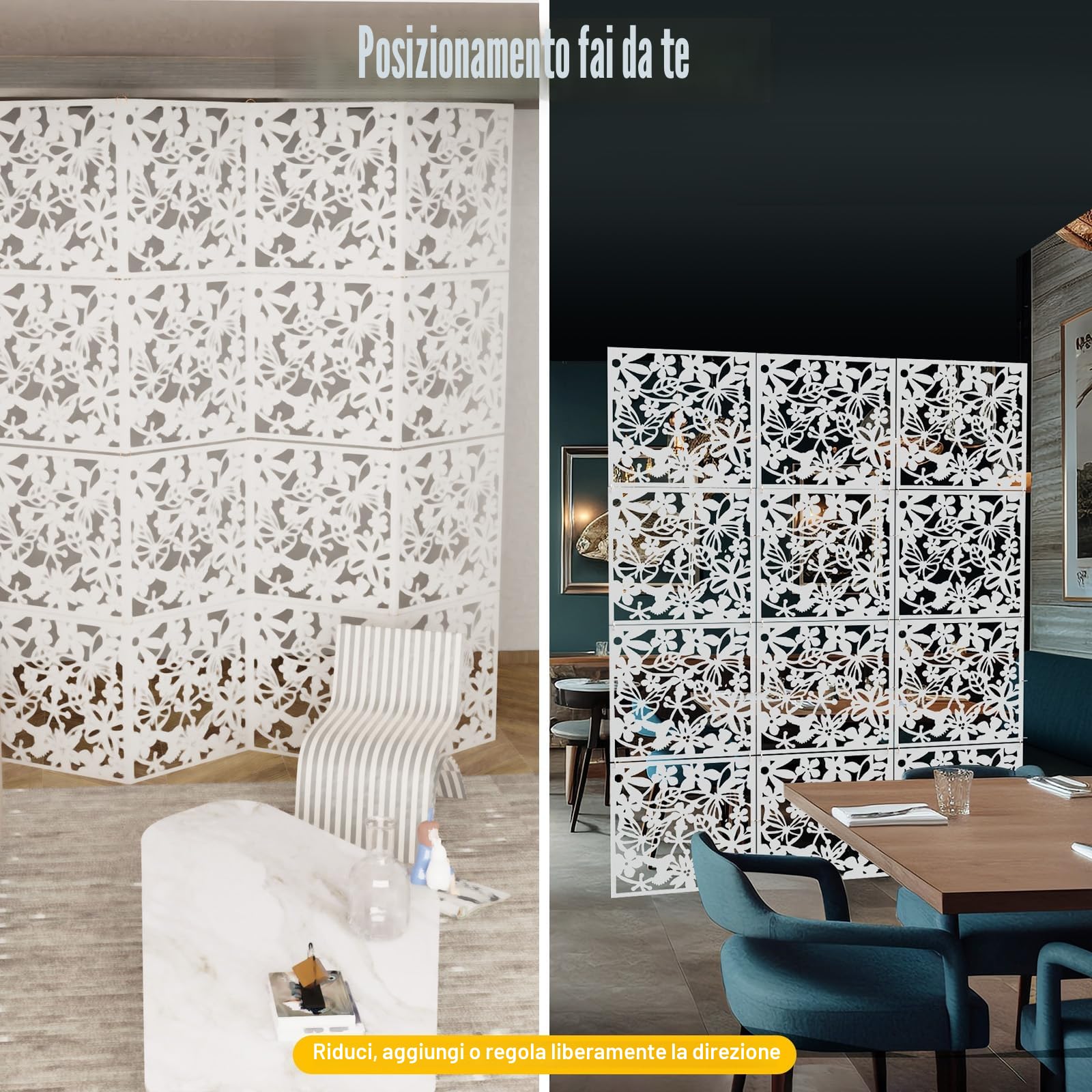 12 Divisori Sospesi Bianchi da Parete, Frangivista, Scultura Cava per Decorazione della Casa, Hotel - 40 x 40 cm