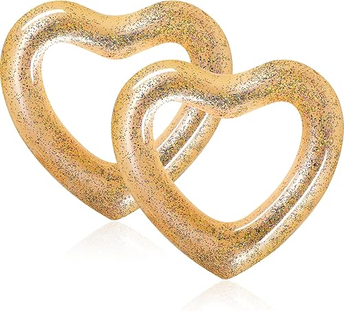 Miniatura 1 de 2 anillos de natación inflables con forma de corazón, 47.3 x 39.4 pulgadas, para despedida de soltera, flotador, tumbonas, tubo en forma de corazón,