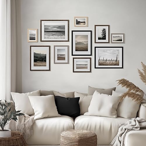 Vista 464 de eletecpro Juego de 10 marcos de fotos de 8.5 x 11 pulgadas, collage de fotos, decoración de pared, fotos de 5 x 7 con paspartú o de 8.5 x 11 Negro