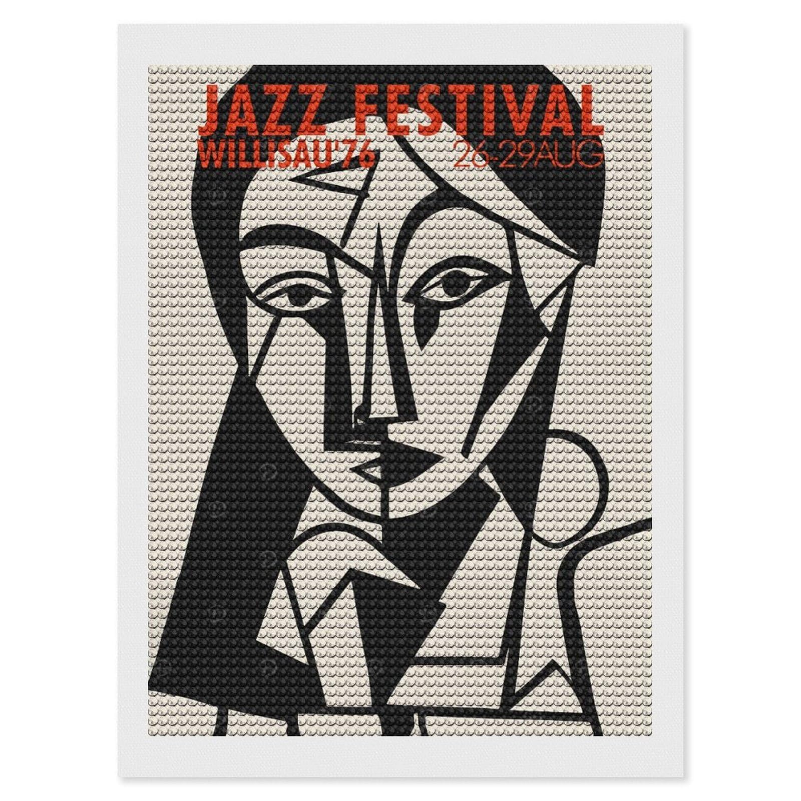 Junmoney Jazz Festival Willisau Diamond Art Canvas 12"x16", for Family Craft Time, Creative Leisure Activity, Living Room Decor, Festive Craft Gift