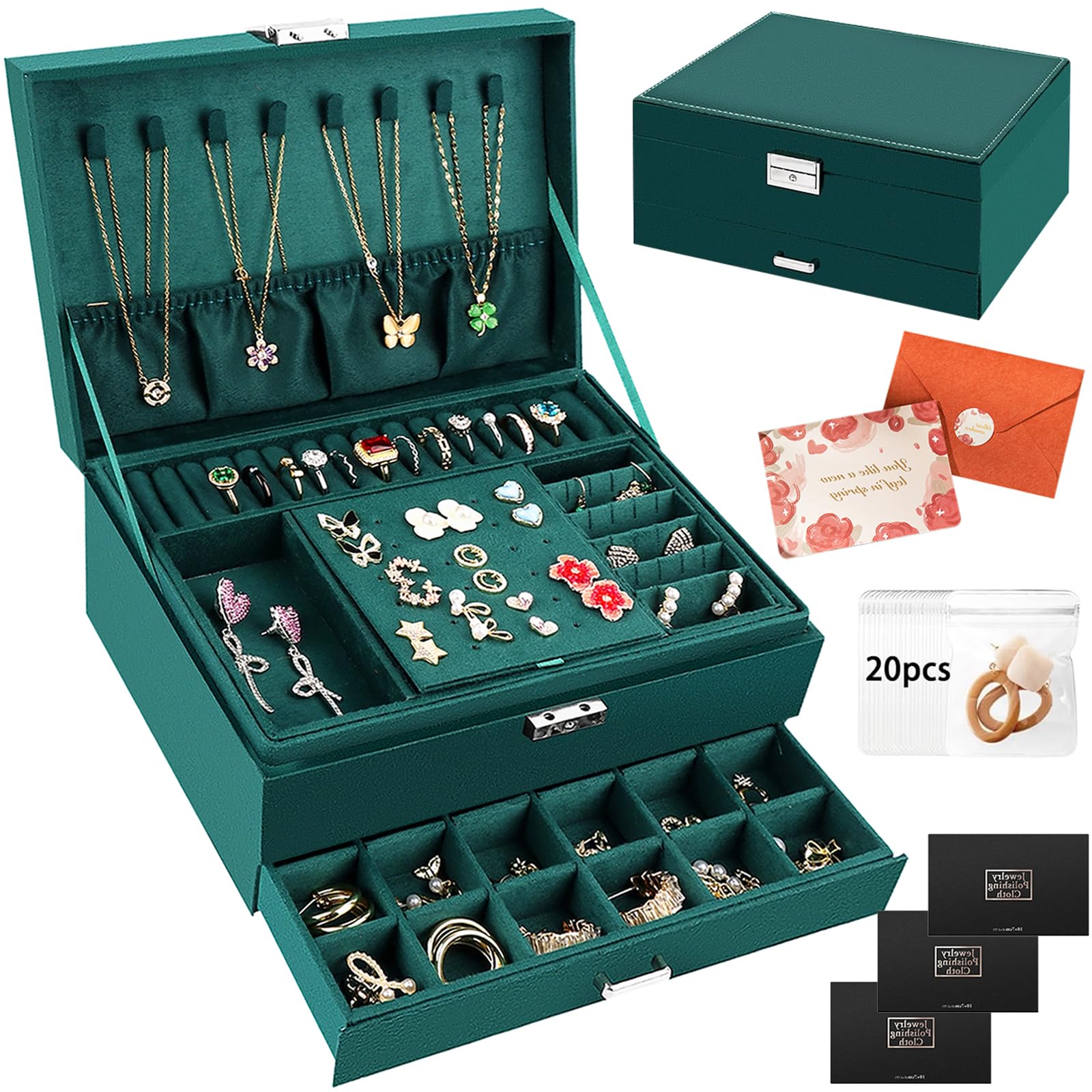 Organizer per gioielli, vintage, scatola portagioie ovale in metallo, portagioie in lega di zinco, per collane, bracciali, orecchini e anelli