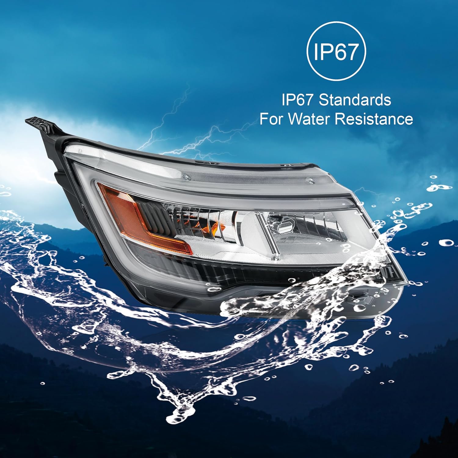 Chrome Bezel LED Headlight W/LED control module Assembly Compatible With 2016-2019 Ford Explorer Sport/Limited/XLT/Platinum Headlamp W/LED DRL Right Passenger Side FB5Z13008BFIT