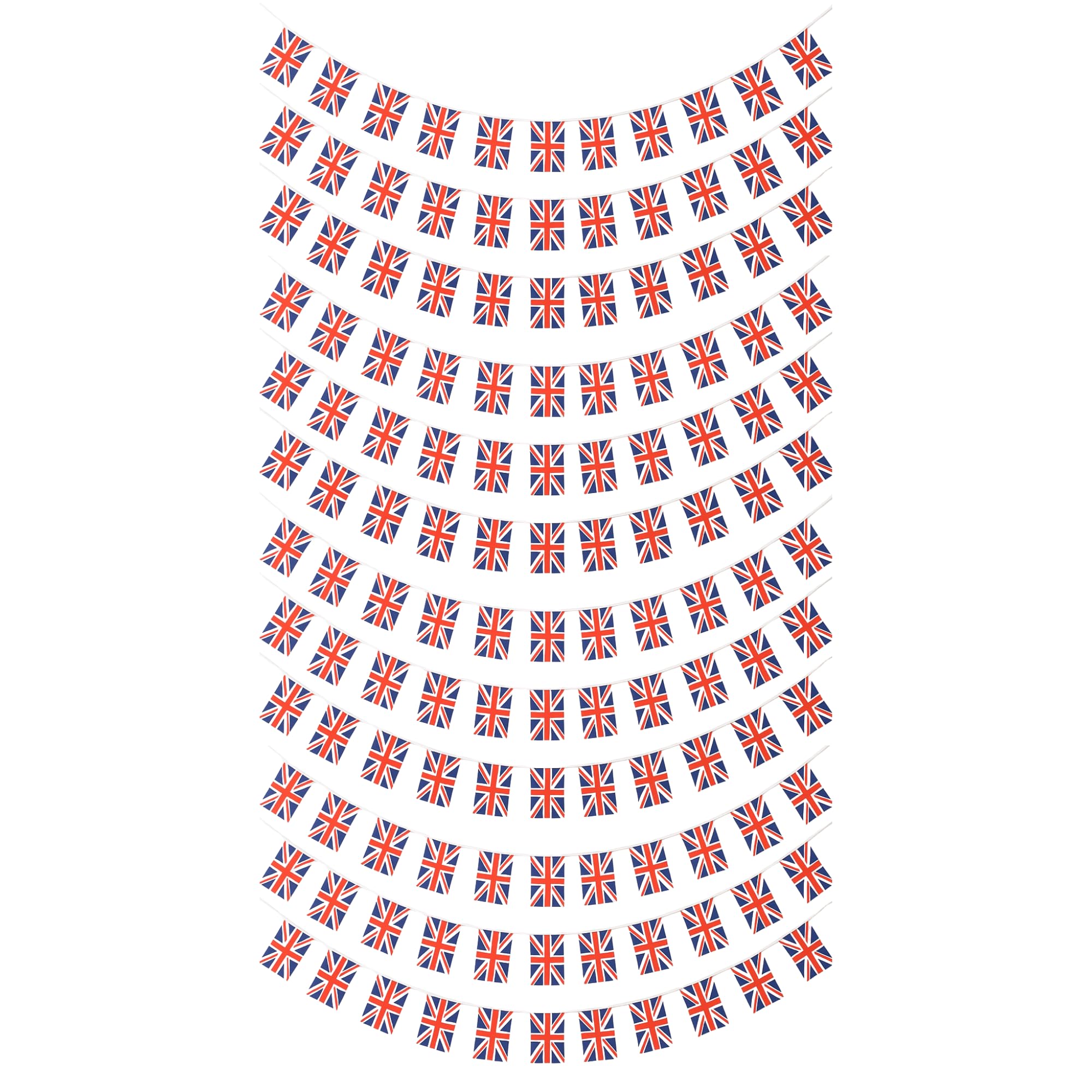10M Long (32FT) Union Jack Flag Bunting – 20 PVC Pennants | UK Party Decorations, British Banner for Street Parties, Royal Events & Celebrations (3)