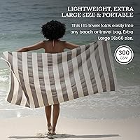 Vista 2 de Toalla de playa turca ligera – 100% algodón BCI, flecos crudos sin blanquear, certificado Oeko-TEX, absorbente, respetuosa con el medio ambiente, 36