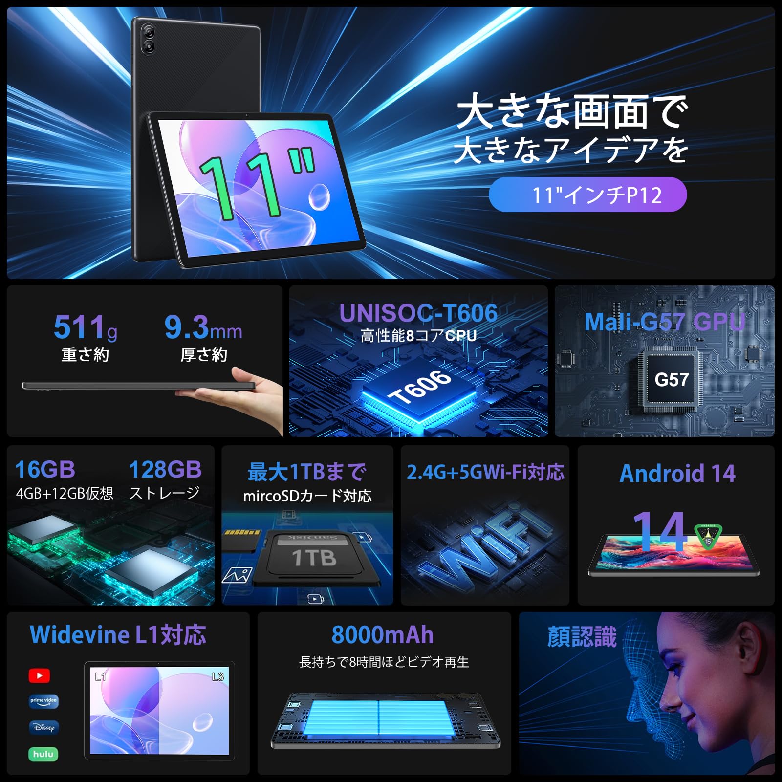 Amazon.co.jp: Android 14 タブレット 11 インチ 新登場 CUPEISI