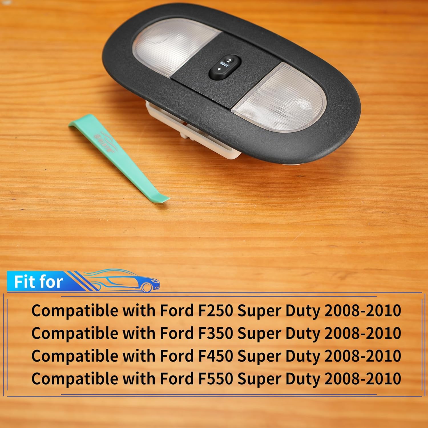 Rldym Overhead Console Dome Map LED Light 8C3Z-25519A70-AA for 2008-2010 Ford F-250 F-350 F-450 F-550 Super Duty, Interior Sunroof Reading Lamp Switch Replace# 4L3Z-13783-AA, D8BZ-13466-A, Black