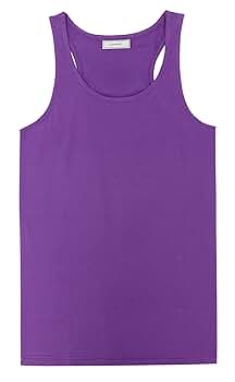 Concitor Women's Tank Top 100% Cotton A-Shirt Solid PURPLE