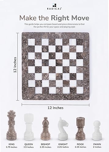 Miniatura 6 de RADICALn Juego de ajedrez de mármol gris oceánico y blanco con peso popular juego de ajedrez para adultos – Nuevo torneo estilo clásico de regalo –