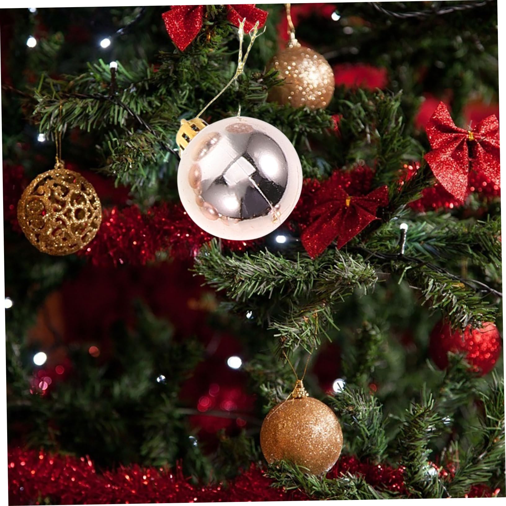 Homoyoyo 100stücke Weihnachtsbaumschmuck Hängeschmuck aus Abs-Material Weihnachtskugeln zum Aufhängen für Dekoration und Geschenke