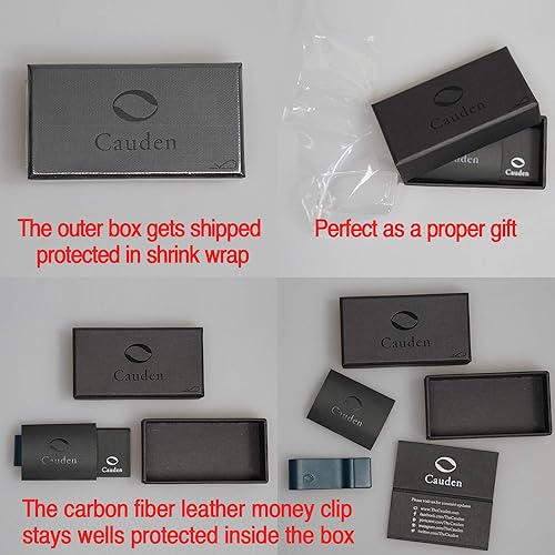 Miniatura 2 de Moneyclip de piel de fibra de carbono con soporte para tarjetas