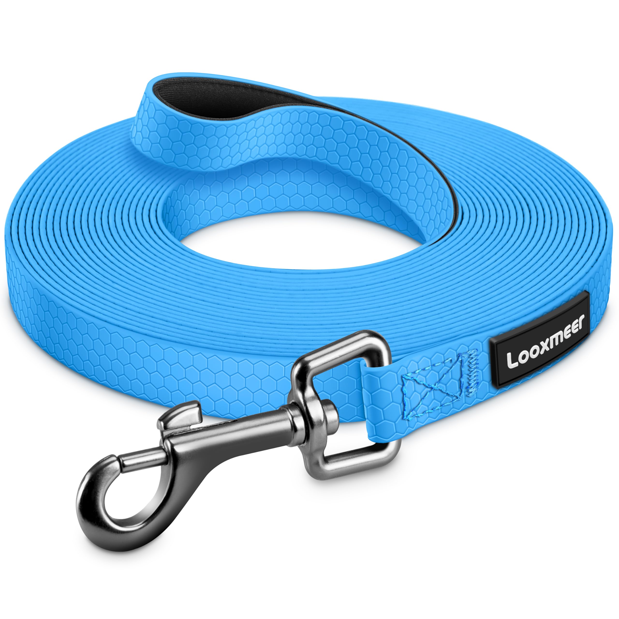 Looxmeer Guinzaglio Addestramento per Cani, Guinzaglio per Cani 3 m/5M/7M/10M/15M/20M/25M/30M, Lunghina Cane Leggero Durevole con Moschettone a D, Custodia Portabile, Blu Fluo