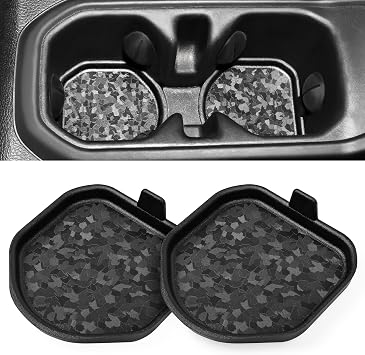 sukemichi Car Cup Holder Coaster for Jeep Wrangler JL 4XE Gladiator JT Accessories, Non-Slip Cup Holder Insert, Black Coasters for 2018-2025 Jeep Interior Accessories Front Seat Not for Rear Seat