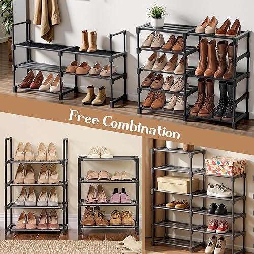 Miniatura 5 de Estante de almacenamiento para zapatos, organizador de zapatos de 9 niveles para armario y entrada, capacidad para 50-55 pares, apilable, ahorro de