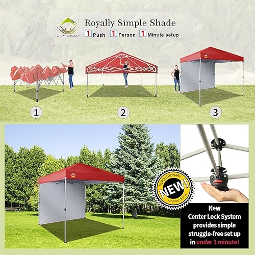 Miniatura 165 de CROWN SHADES - Toldo desplegable de 10 x 10 pies con 1 pared lateral, tienda de campaña de playa que se arma con solo presionar un botón, glorieta