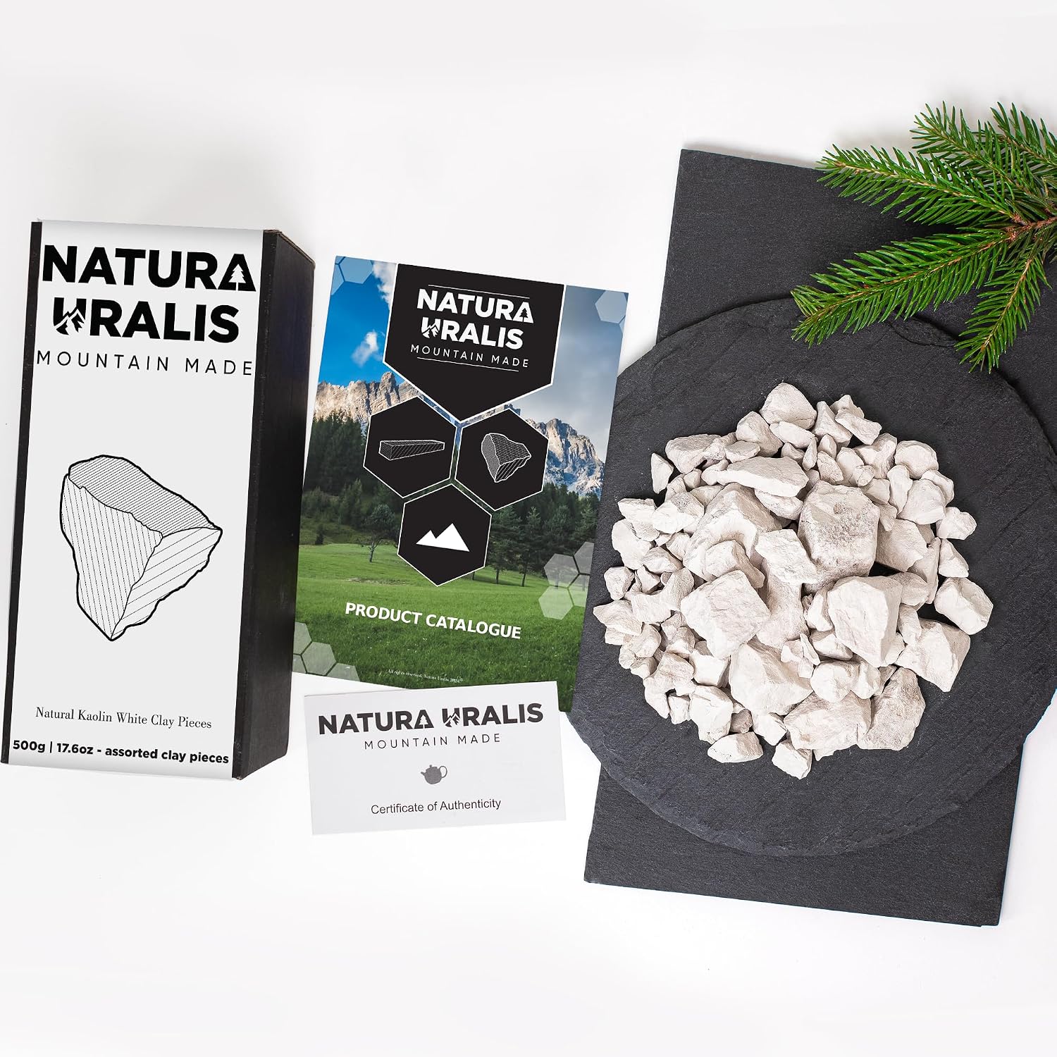 Natura Uralis Kaolin White Clay | 17.5oz Natural, White to Off-White, Amazing Crunch, Satisfying Earthy, Velvety and Firm Texture, ASMR Sensation