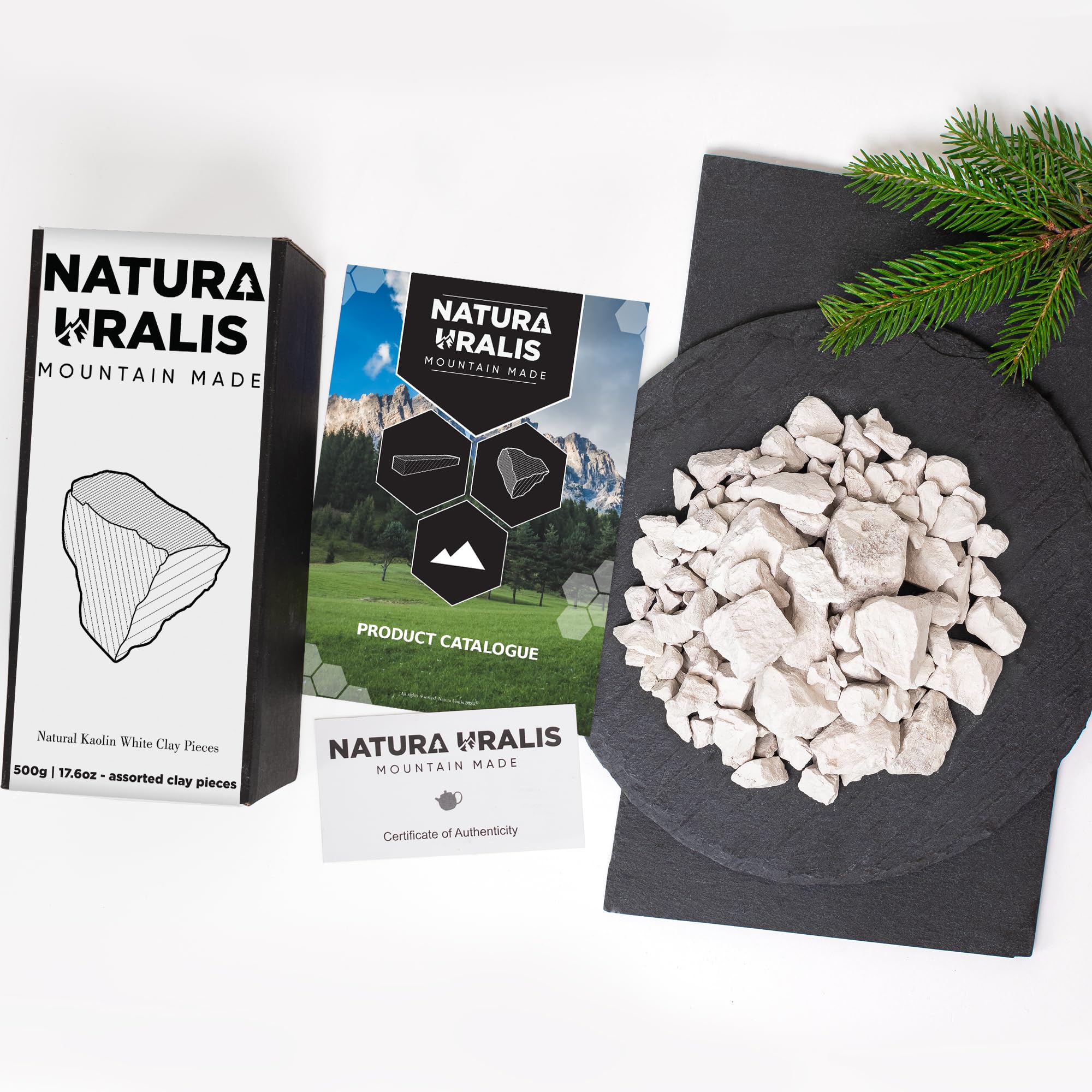 Natura Uralis Argilla Bianca Caolino | 500g di Argilla Bianca Naturale, da Bianco Puro a Bianco Sporco - Incredibile Croccantezza, Appagante Consistenza Terrosa, Vellutata e Solida, Sensazione ASMR