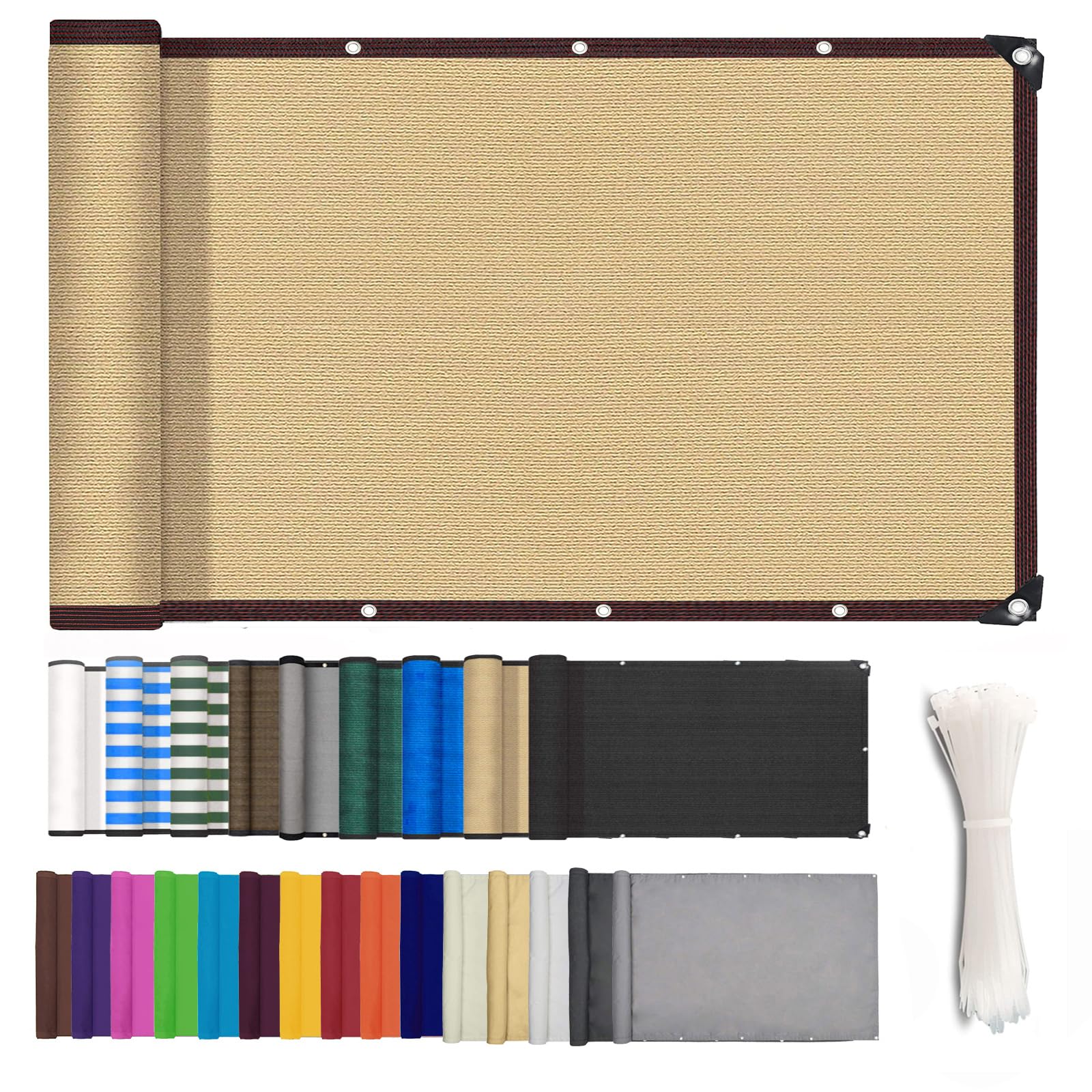 ZHhan Balcony Privacy Screen Wind and UV Protection Balcony Screening for Deck, Backyard, Patio, Balcony, Includes Cable Ties 8 Days Delivered 9 Colors 377 Sizes — image 1