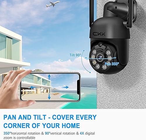 Miniatura 3 de Sistema de cámara de seguridad inalámbrica, 4 cámaras PTZ de 3MP para exteriores e interiores, sistema NVR de vigilancia WiFi de 3MP con reflectores