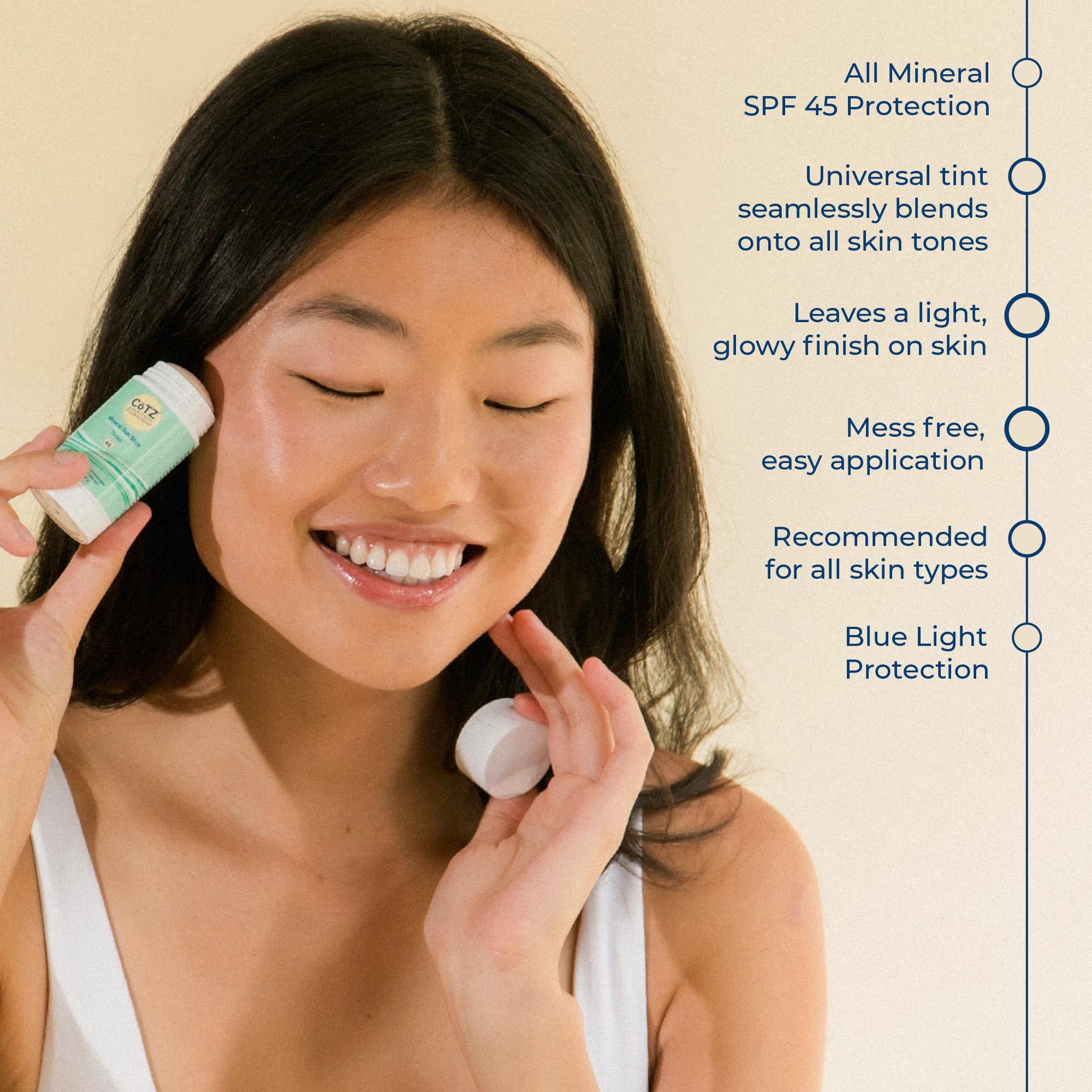 CoTZ Mineral Sunscreen Stick SPF 45 | Zinc Oxide | Water Resistant | Broad Spectrum Sunscreen | Invisible to Sheer Finish | Easy On-the-Go Application | 1 oz / 30 g