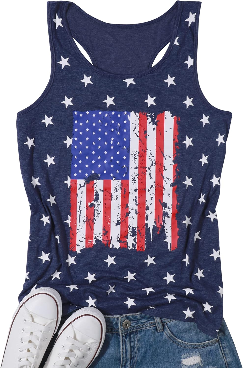 USA Tank Tops Women American Flag Sleeveless Shirt Novelty Graphic 4th July Patriotic Shirt Vest Summer Racerback Top - Image 4