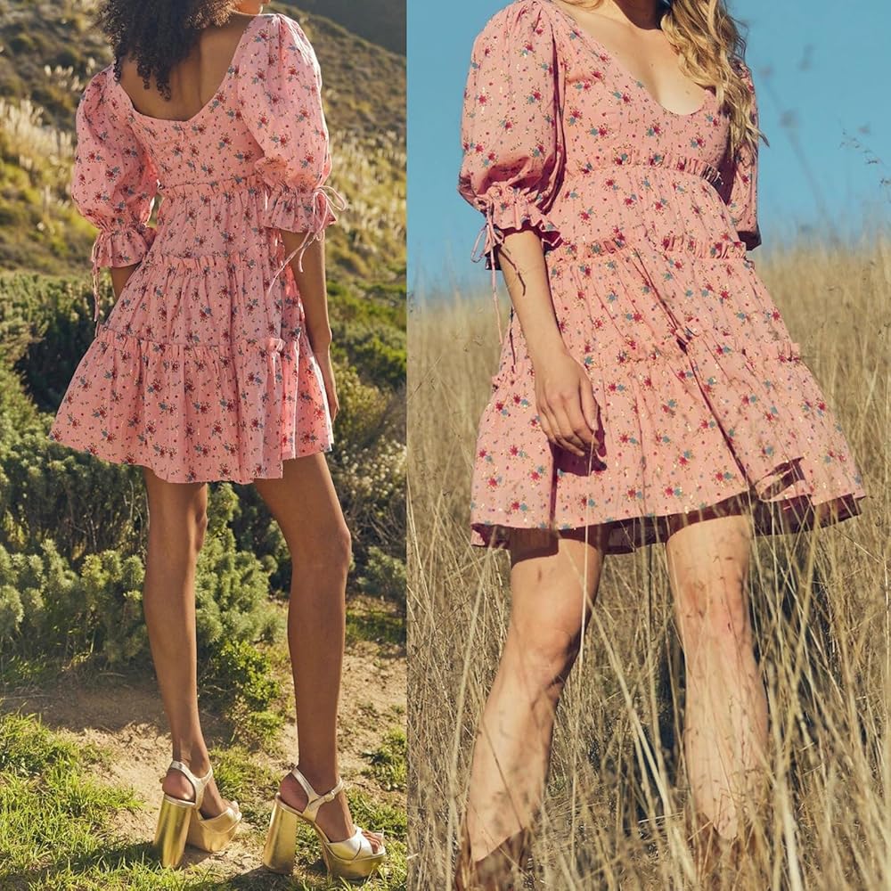【新品タグ付き】French Bouquet Puff Sleeve Dress French Bouquet Puff Sleeve Dress