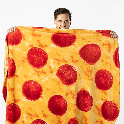 Miniatura 7 de PAVILIA Manta de pizza realista de doble cara con queso pepperoni, tamaño adulto, regalos de broma para niños y adolescentes, cumpleaños, manta de