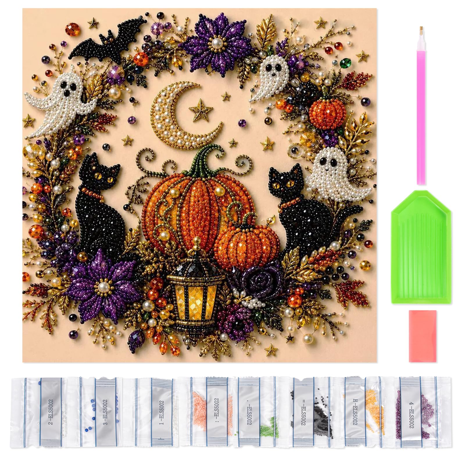 Halloween Diamond Pearl Art DIY Kit for Adults Home Wall Decor Gifts (C)
