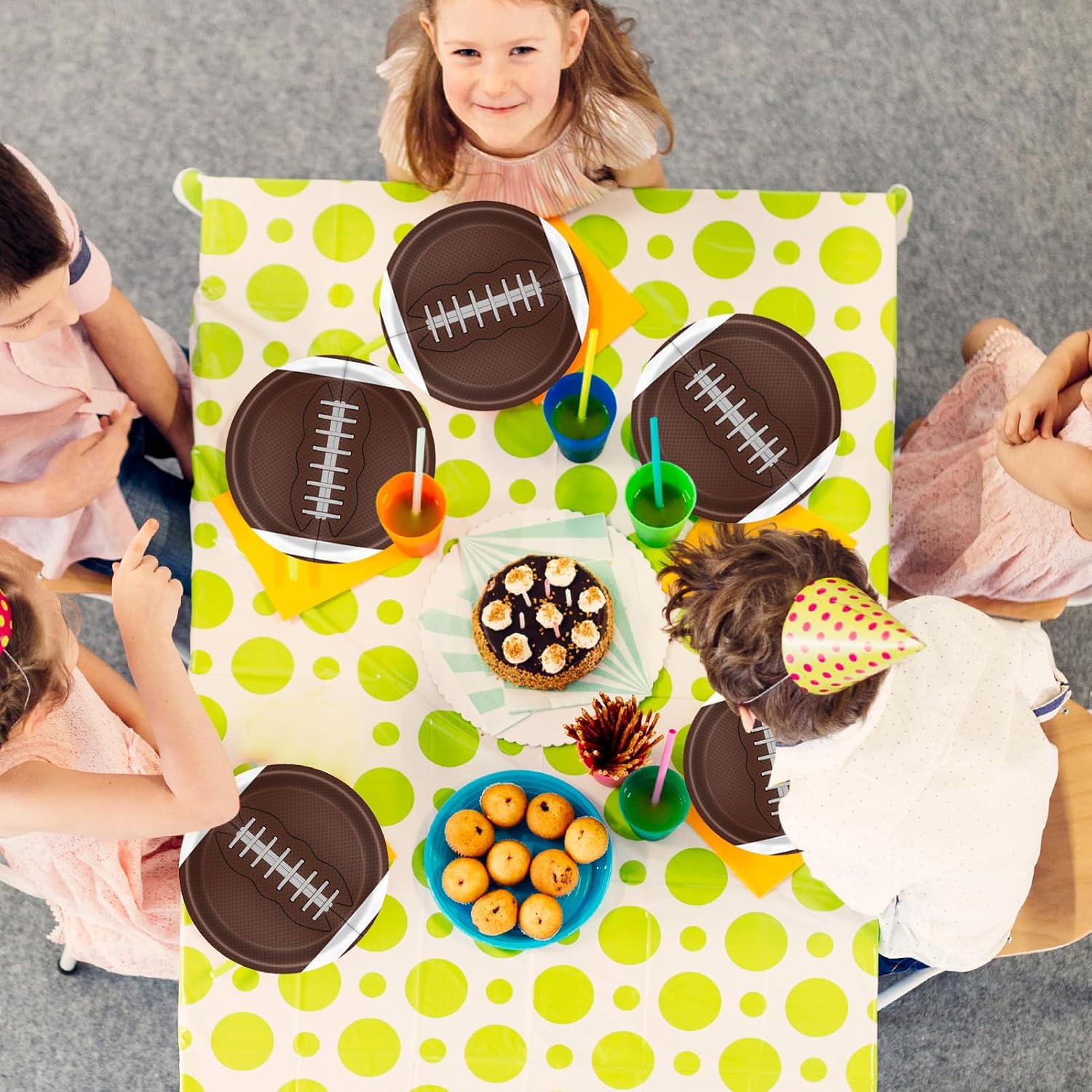 Football Party Supplies Kit,60Pcs 7Inch Football Paper Plates,Sport Themed Tableware Set Party Dessert Plates,for Football Gameday,Kids Birthday,Sports Events,Tailgate Party Decorations Supplies image 5