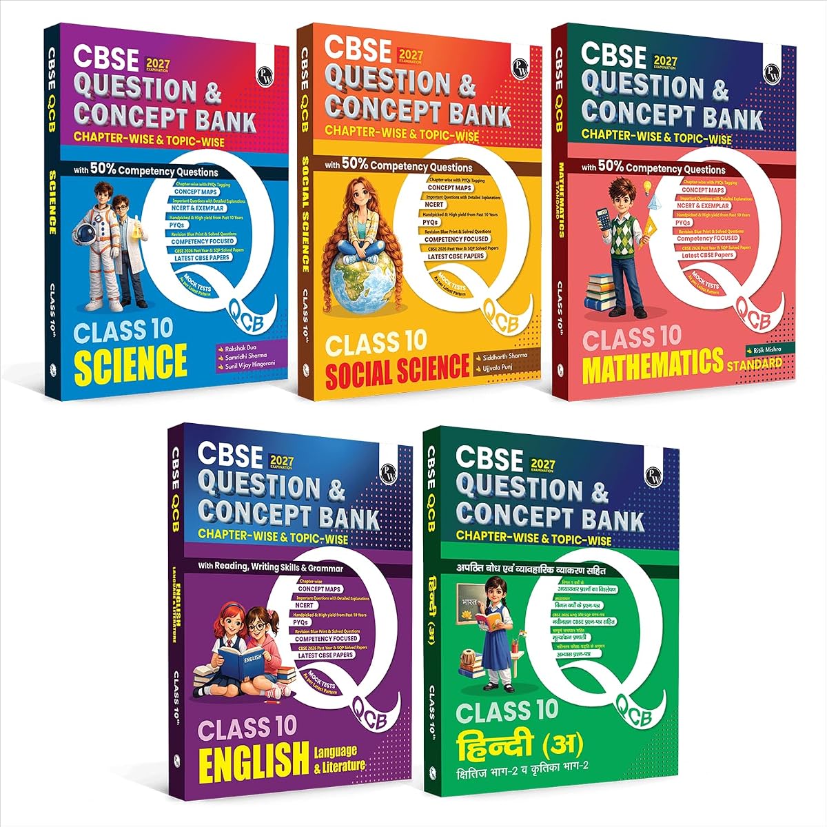 PW CBSE Question & Concept Bank (QCB) Class 10 Maths (Std), Science, Social