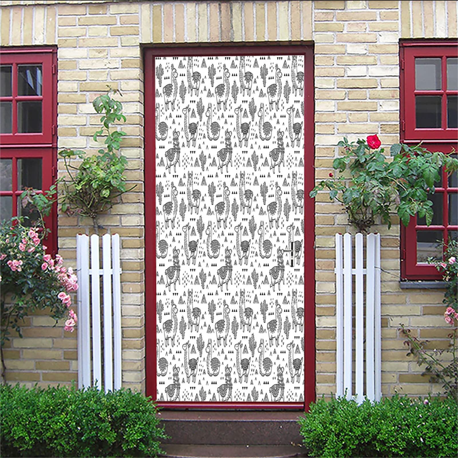 Amazon Co Jp Gcykgl ドアステッカー アルパカとサボテン ウォールステッカー ドア用 ウォールステッカー壁紙シール 目に良いウォールステッカー エコ型 おしゃれ 玄関 部屋 寝室 壁紙シール ドア用のステッカー ドアシート 95x215 Cm Diy 工具 ガーデン