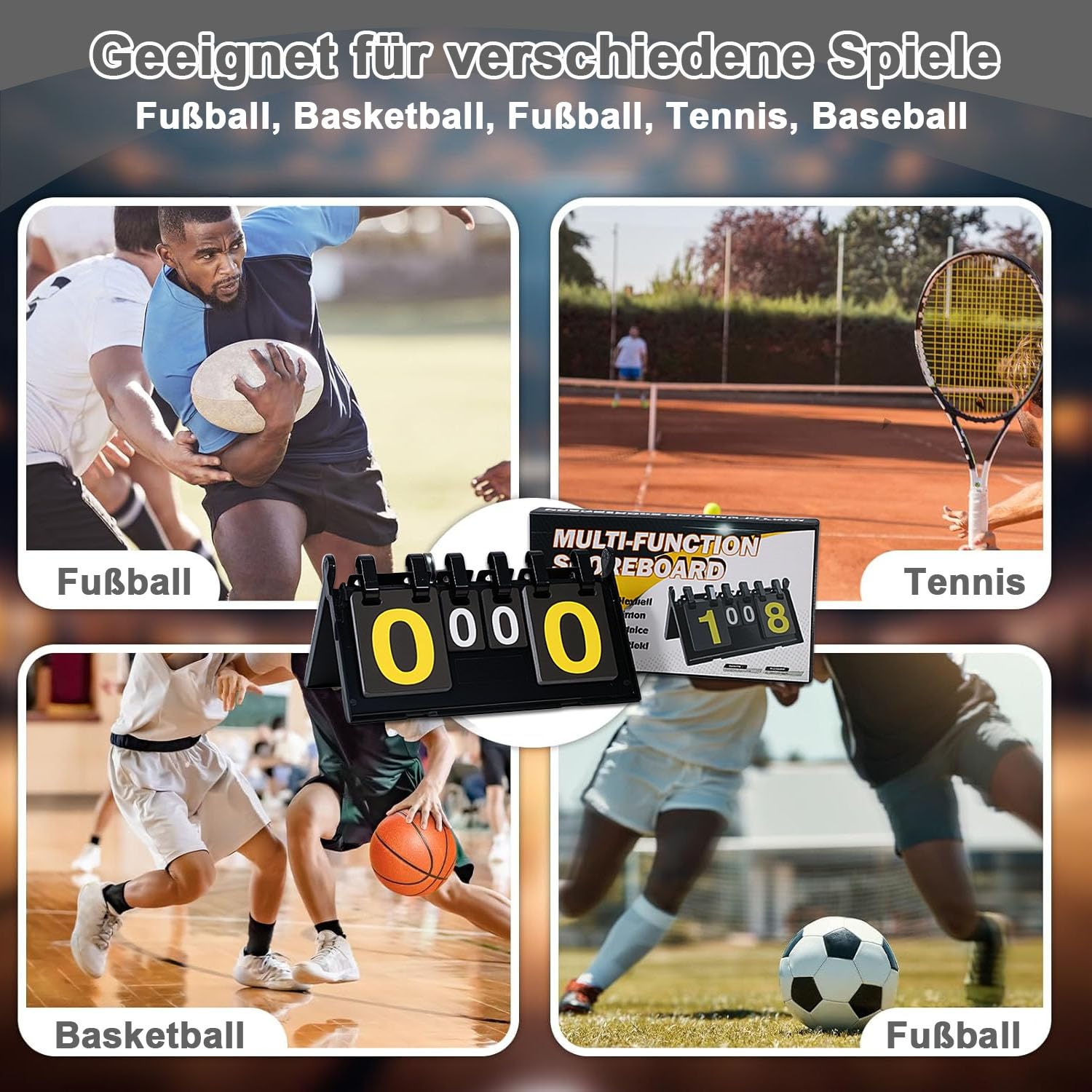 Sintonizzatore portatile – Tavola sportiva pieghevole per ping-pong, badminton, basket, visualizzazione a due lati, per sport interni ed esterni e per allenatori