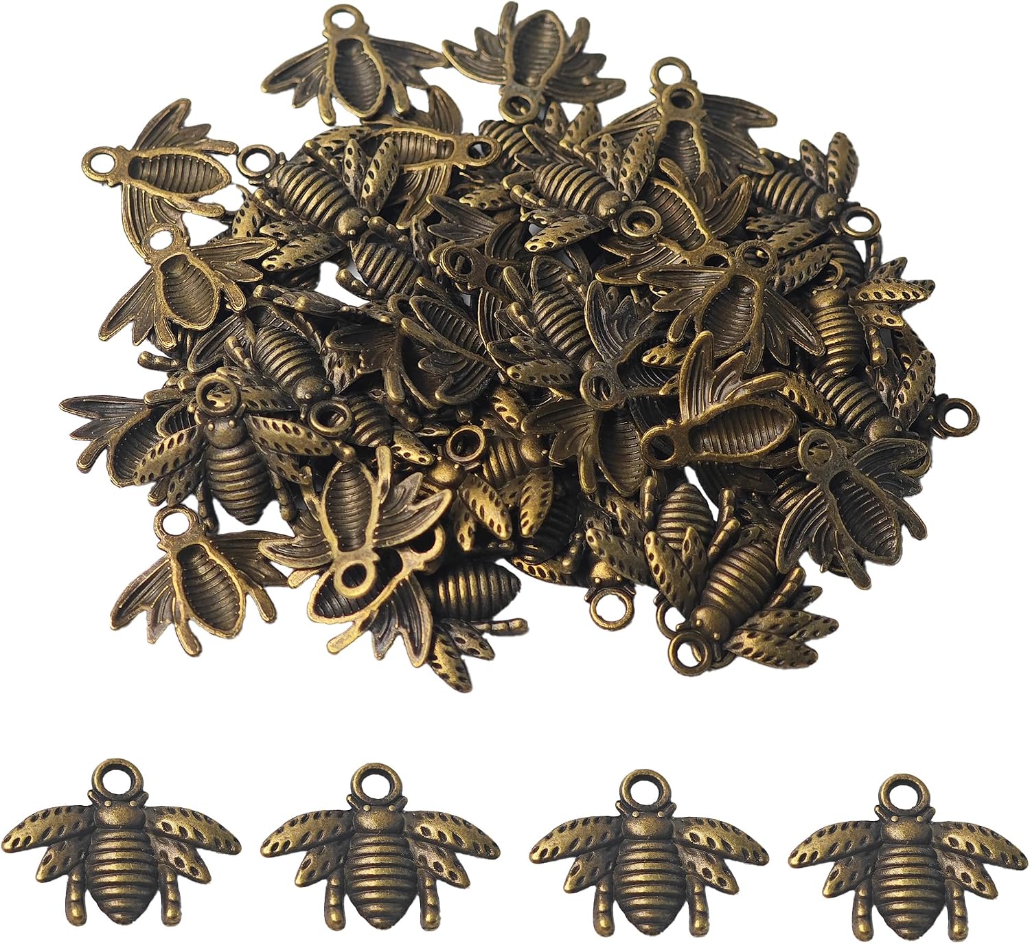 pson Zinc Alloy Bee Charms for Jewelry Making, Metal Honeybee Pendant Charms Spacer Beads for Necklace, Bracelet, Earring DIY Craft Accessories