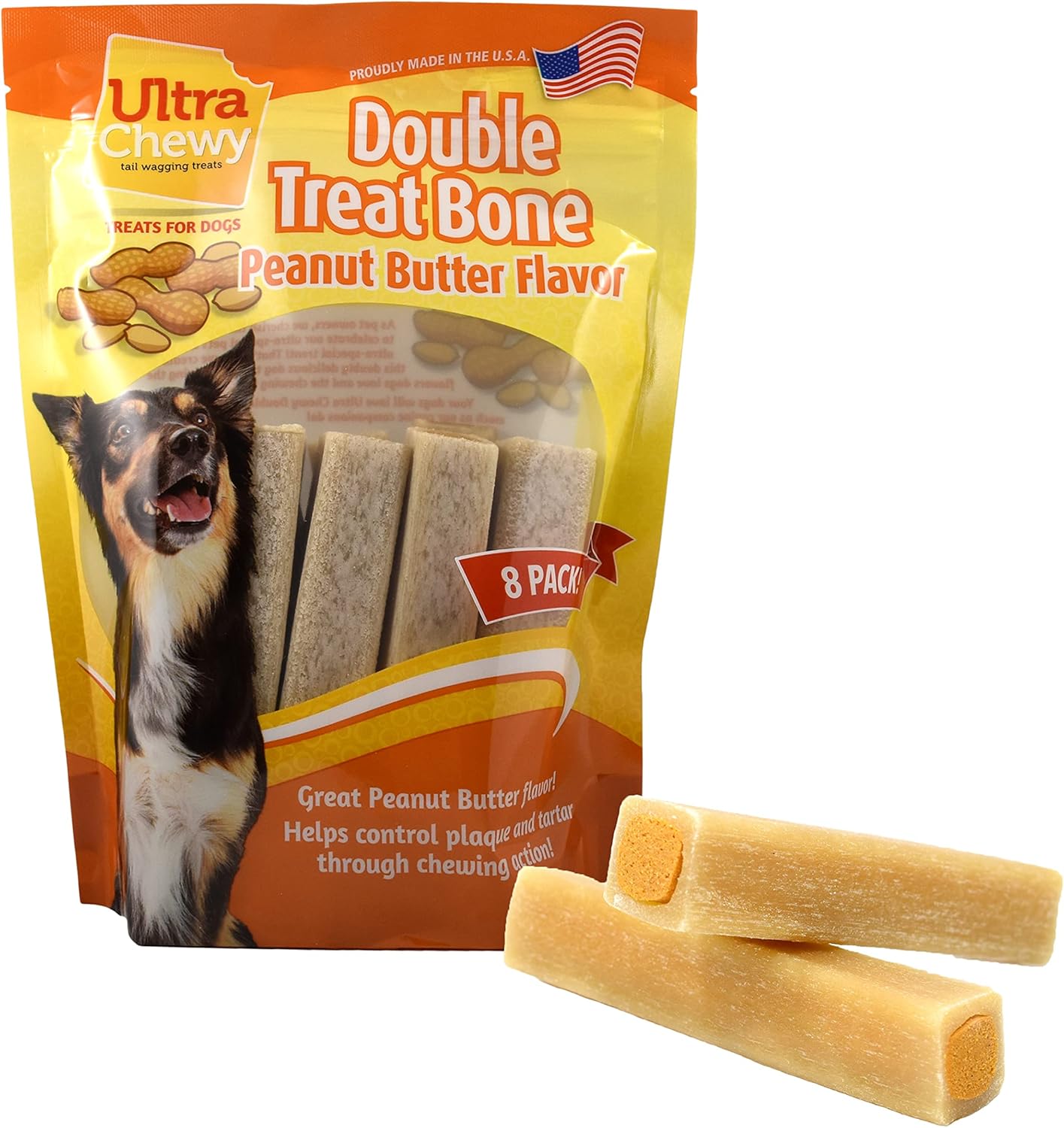 Ultra Chewy Double Treat Bones, Dog Treats, Made in The