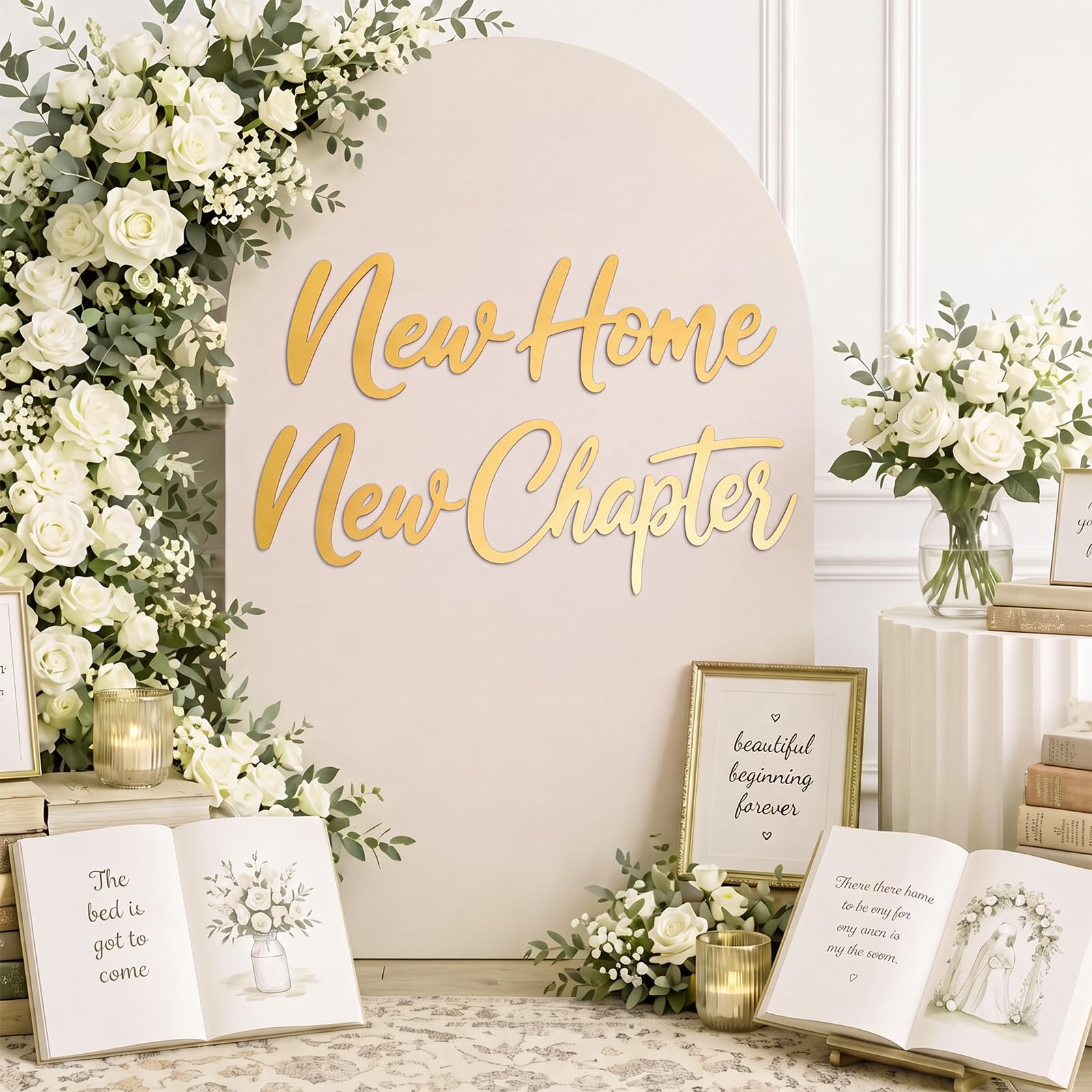 Novabright New Home New Chapter Gold Mirror Decal 30x12 Large Wall Sticker