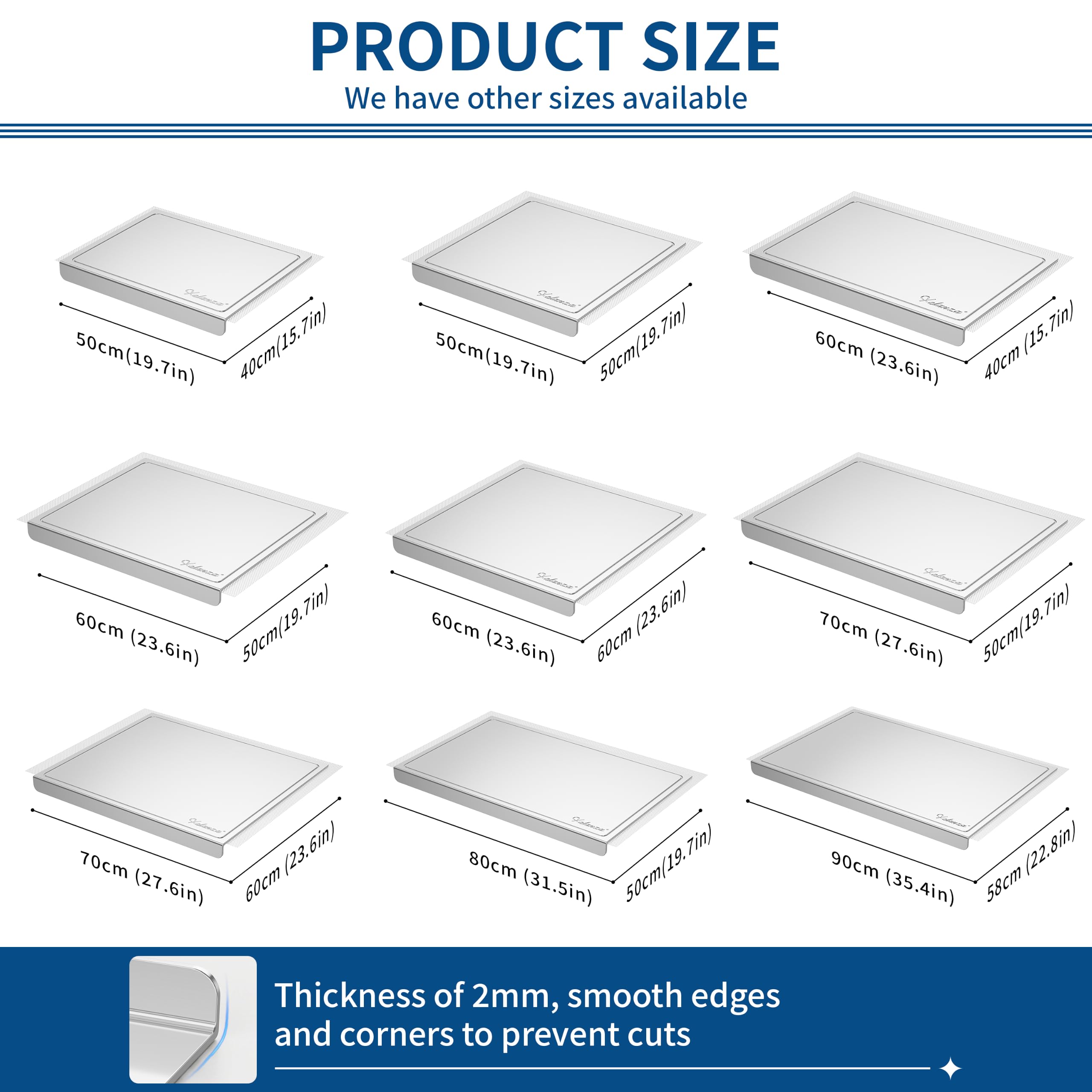 Tabla de cortar de acero inoxidable nueva 2026, Tablas de cortar con ranuras para jugos, tabla de amasar de metal con borde para hornear, tabla de cortar de encimera para preparar alimentos (60X70CM)